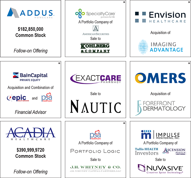 Healthcare Facilities & Alternate Site Providers Tombstones